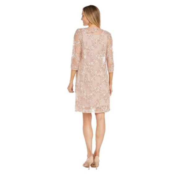 R & M Richards Pink Lace Dress with Sheer Jacket - Picture 2 of 5